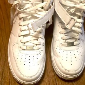 All White High Top Nike Air Force 1’s